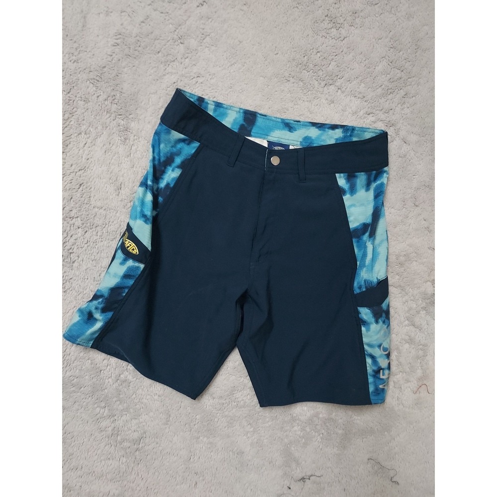 Aftco Shorts Mens 32 Blue Stretch Fishing Performance Boating Hybrid Beach